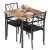 GarveeMore Conjunto de Comedor de 3 Piezas para 2 Personas, Mesa con Estructura Metálica Robusta, 2 Sillas de PU, Color Marrón, Ahorra Espacio, para Apartamentos y Espacios Pequeños